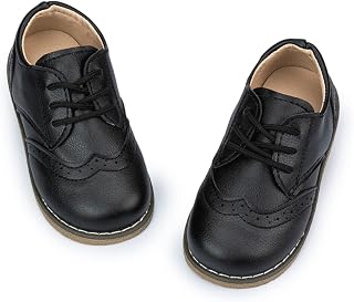 Meckior Boys Girls Toddler Little Kid Lace-Up Oxford Dress Shoes | Wedding, Church, School Uniform, Parties, Formal Events, PU Leather Upper, Classic Oxford Style, Versatile Dress Wear