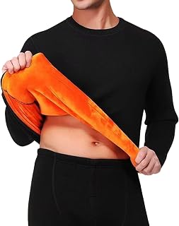 Heat Tech Men's Top and Bottom Ultra Warm, Long Sleeve, Large Size, Fleece-Lined, Thick, Underwear, Warm Set, Cold Protection, Inner, Mountain Climbing, Sweat Absorbent, Quick Drying, Top and
