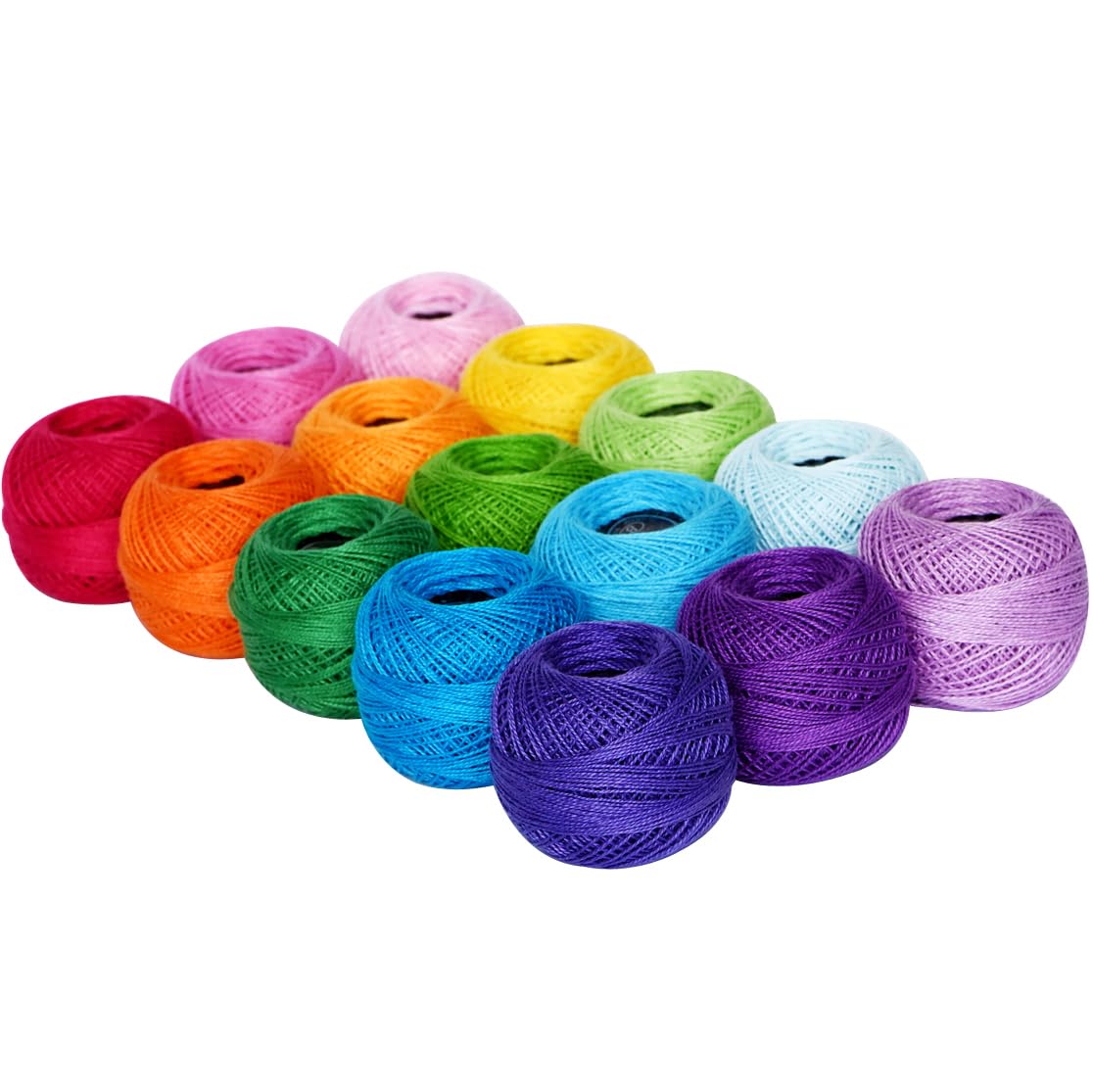 Soft 1500Y 15 Pearl Balls Cardinal Size 8 Rainbow Colors for Crochet Hardanger C