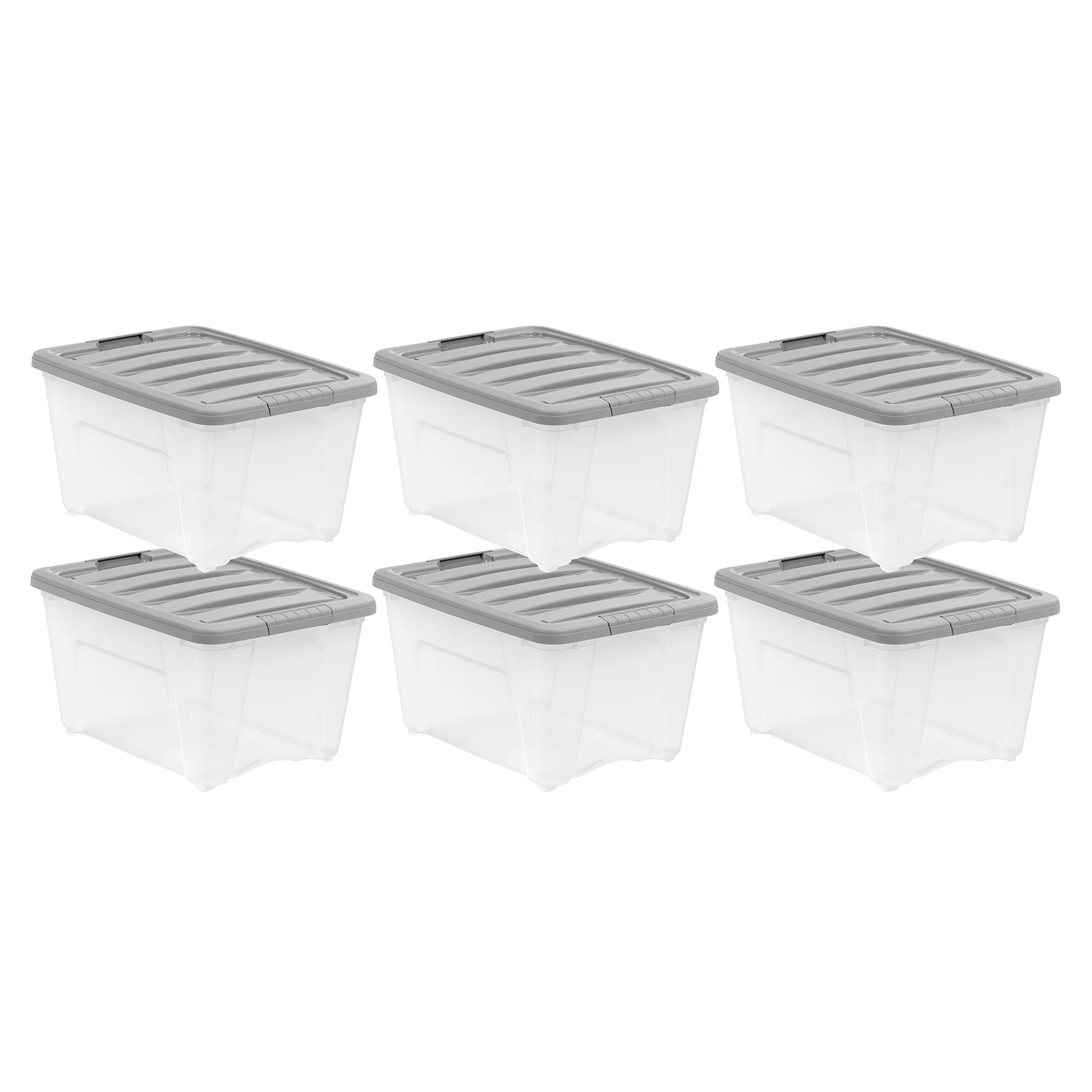 Amazon Basics Plastic Storage Containers with Secure Latching Lids, Stackable Or