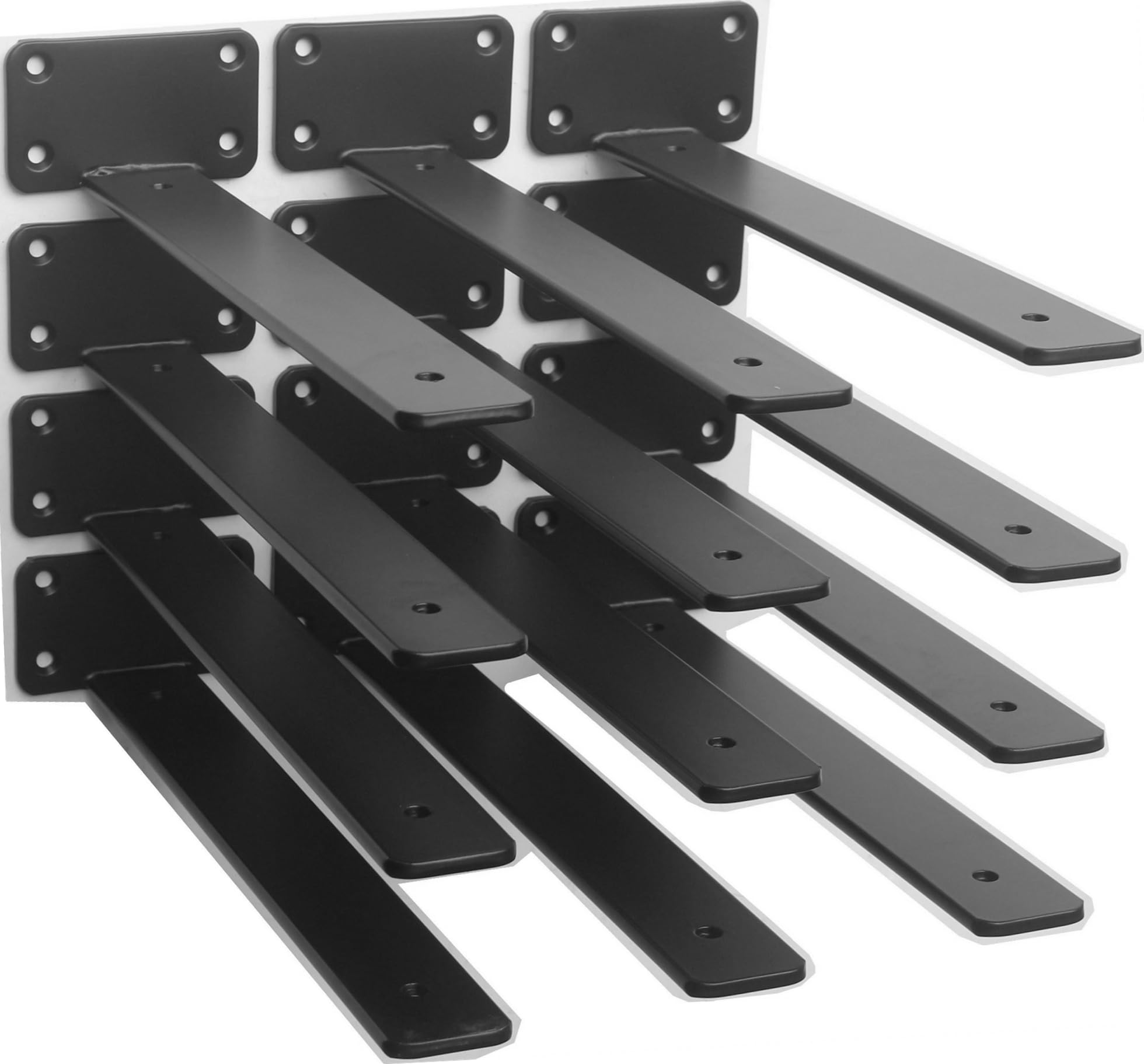 12 Pack - 10 inch Black Hidden L Shelf Bracket (1/5 Inch Thicked) Iron Floating 