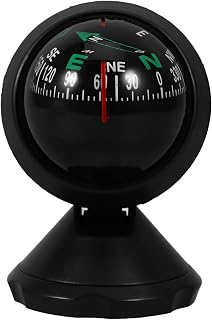 Homoyoyo Adjustable Car Compass with Stick-On Base | Universal Dashboard Navigation Tool for Cars, Boats &amp; Outdoor Hiking | Bubble Ball Design Direction Guidance Accessory (Black, 2.5 Inch)