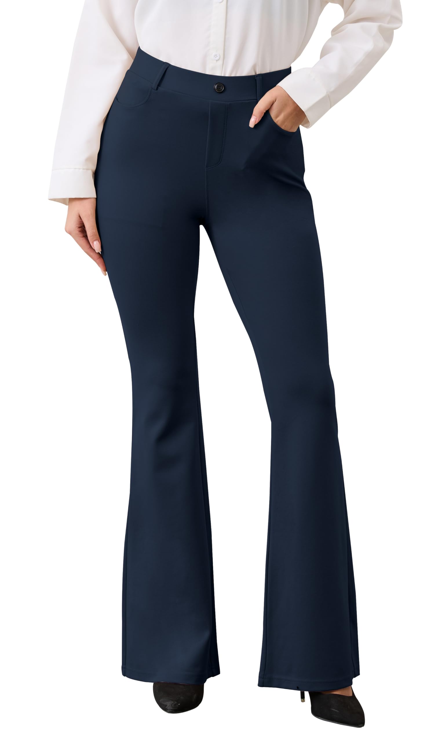 VIMPEP Women’s Classic Yoga Dress Pants High Rise Flare Soft Feeling Pull On Wor