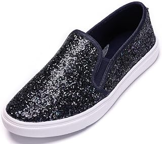 Feversole Women's Fashion Glitter Slip-on Sneaker, Slip on Fashion Sneakers for Women