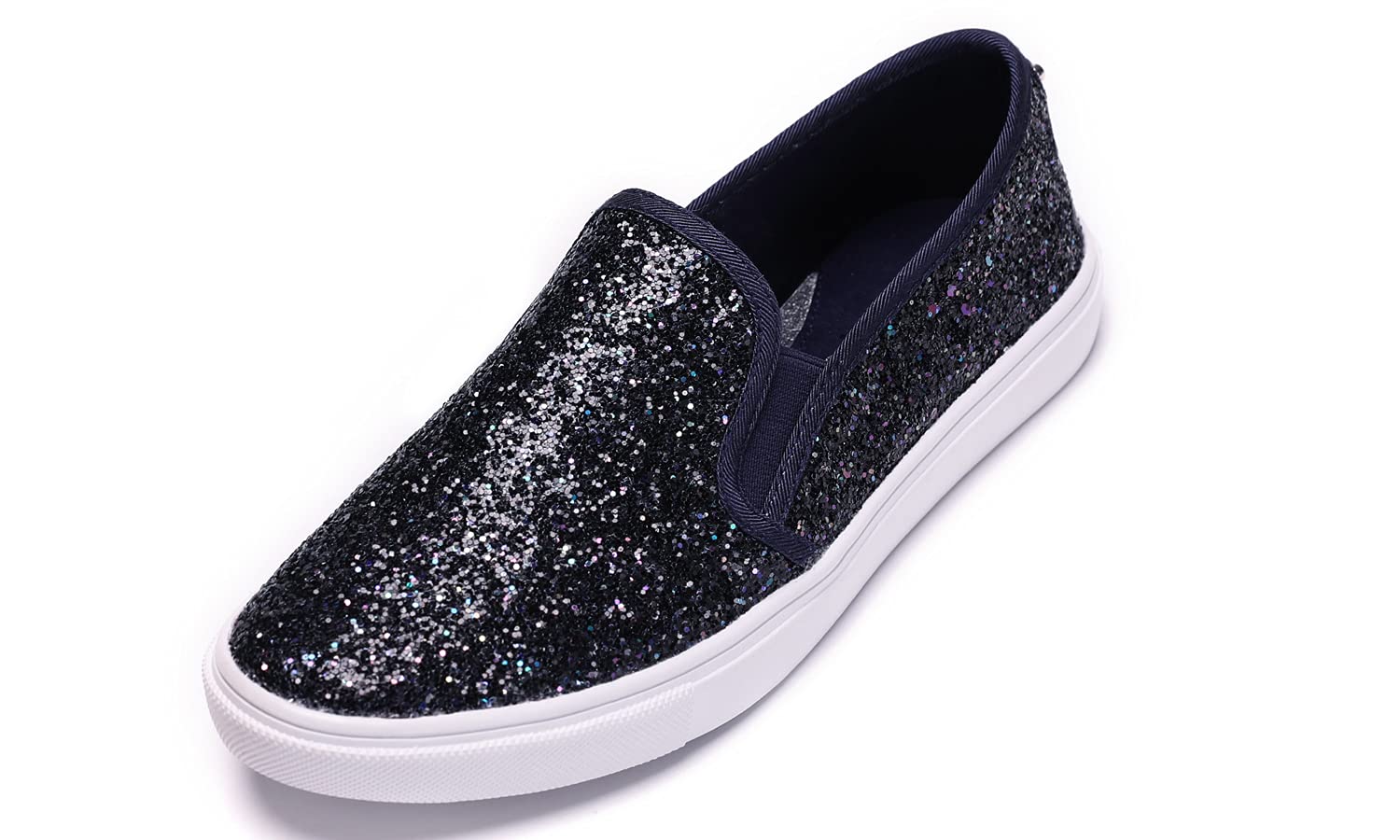 Feversole Women's Fashion Glitter Slip-on Sneaker, Slip on Fashion Sneakers for 