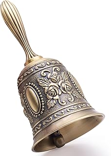 DomeStar Vintage Brass Hand Bell – Loud Call Bell for Bedside, Dinner, Wedding, Christmas & Holiday Party