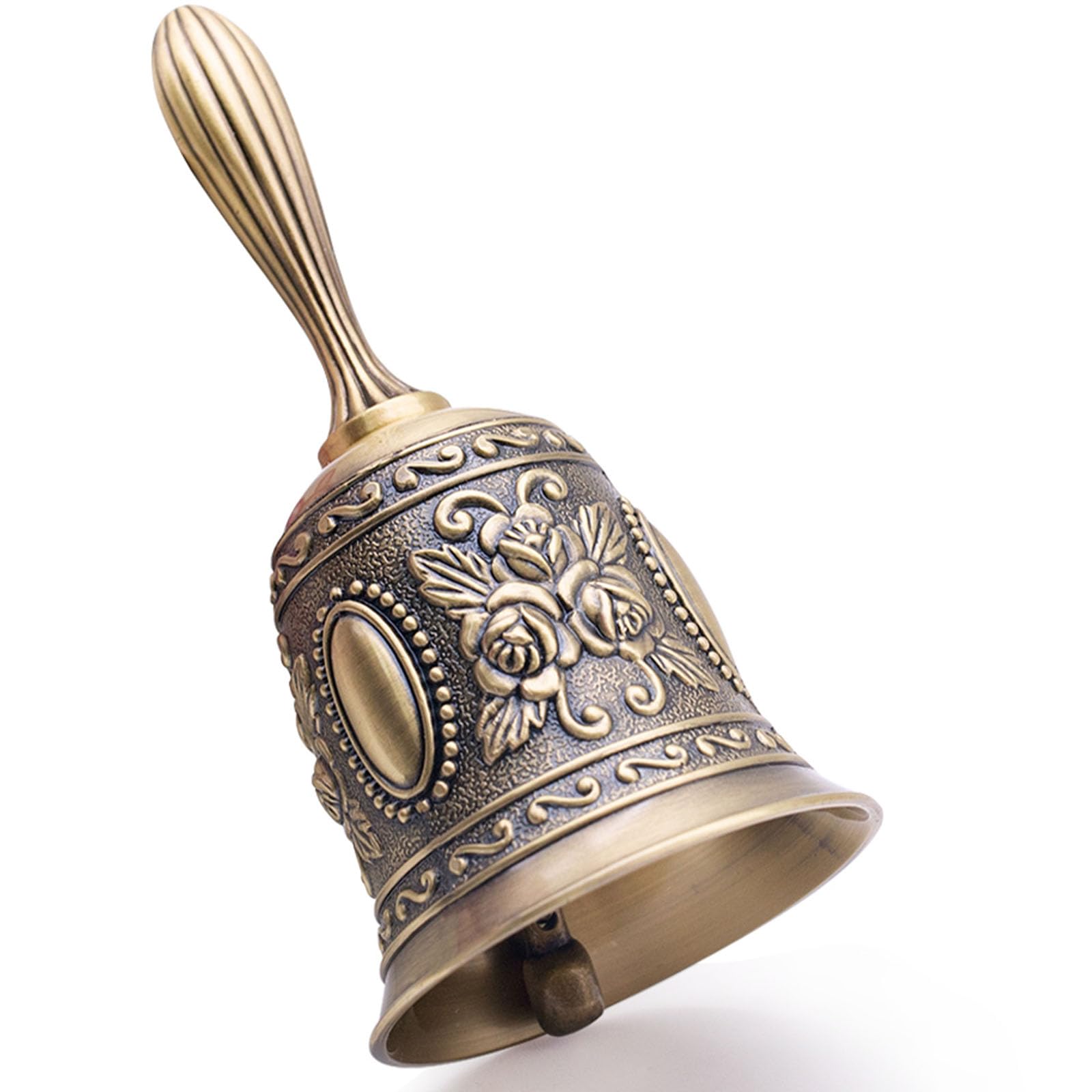 DomeStar Vintage Brass Hand Bell – Loud Call Bell for Bedside, Dinner, Wedding, 