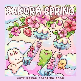 Sakura Spring: Kawaii Japan Coloring Book: Cute Bunny, Frog and Duck Exploring Japan