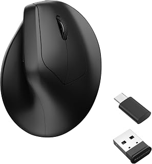 Keychron M5 1000Hz Silent Wireless Ergonomic Mouse, Bluetooth/2.4 GHz/Wired Optical Mouse, Lightweight 50g Programmable PixArt 3311 Sensor with up to 12K DPI for Windows Mac Linux - Black