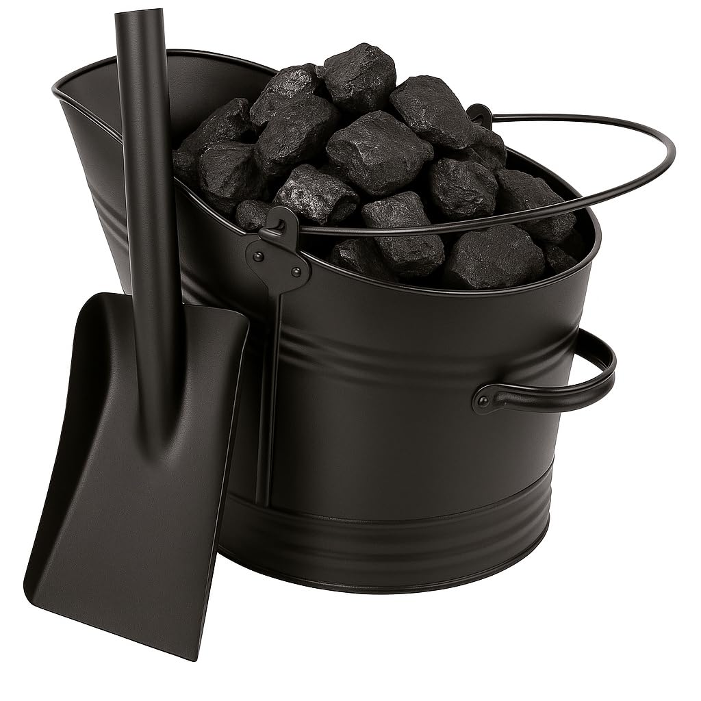 BH | Waterloo Style Coal Bucket and Shovel Set | Fireplace Black Coal Hod Pellet
