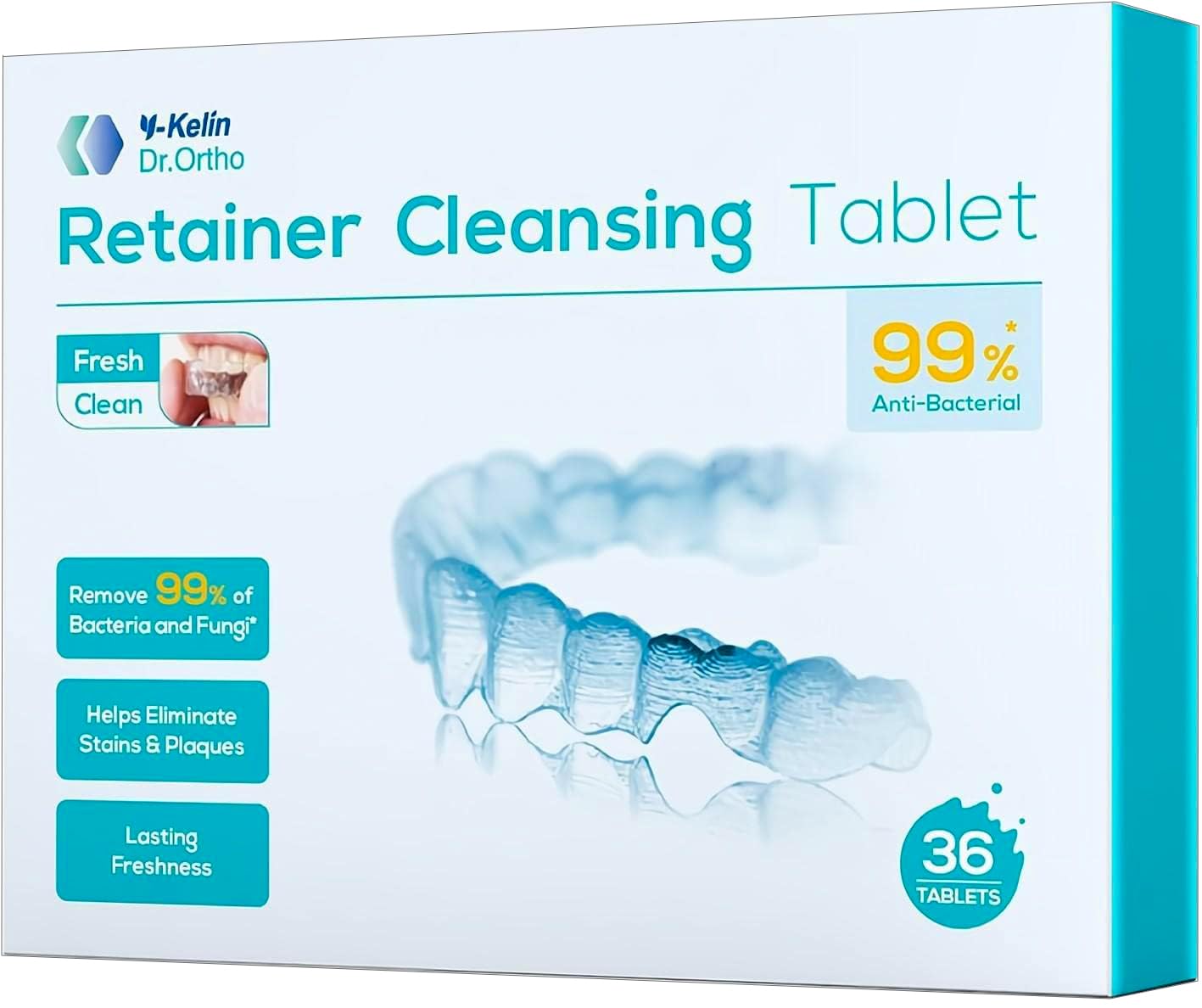 Y-Kelin Retainer Cleaner - Mouth Guard Cleaning Tablets - Remove & Clear Stains 