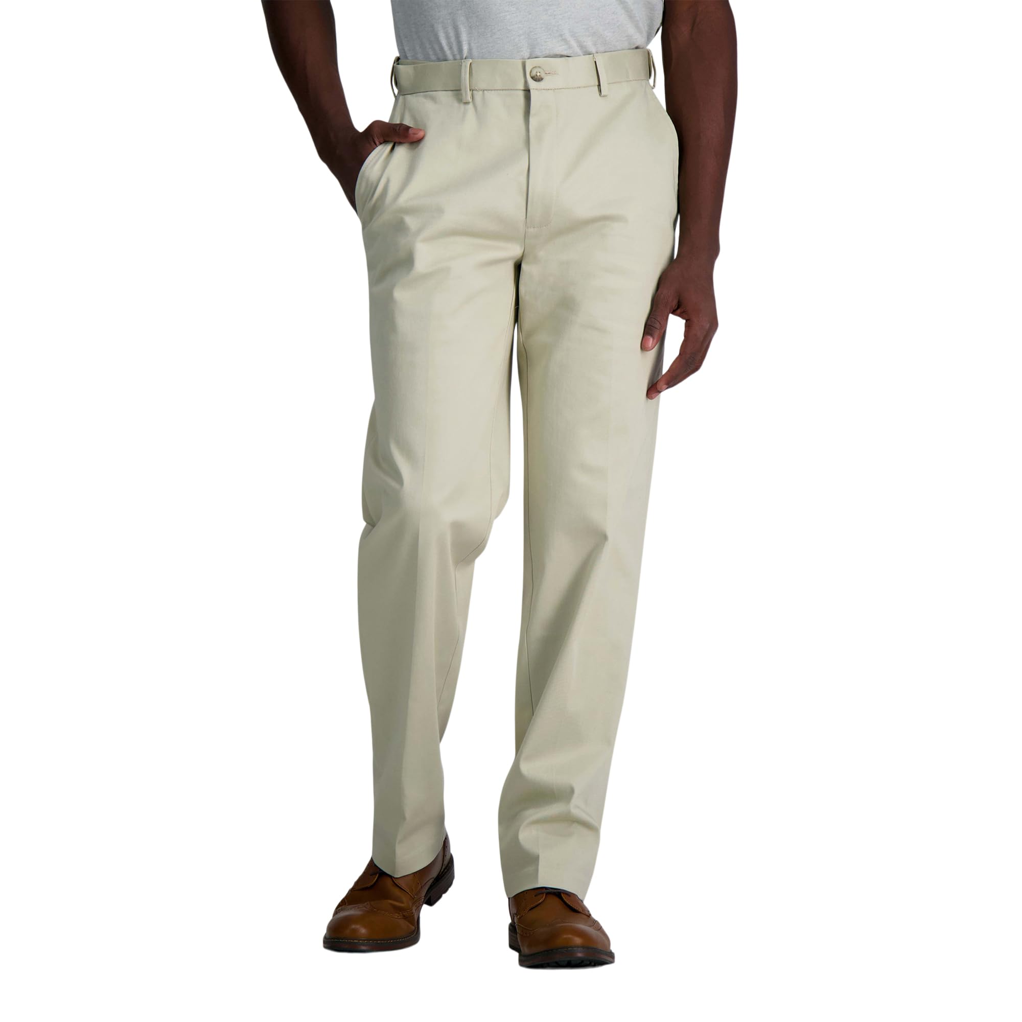 Haggar Men's Haggar Men's Wrinkle Free Performance Khaki Classic Fit Flat Front 