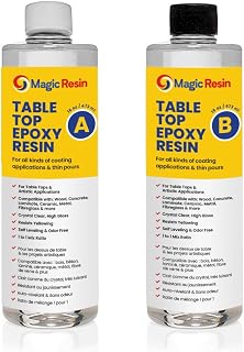 Magic Resin | Epoxy Resin for Table Tops & Coatings | 32 oz (946 mL) | Premium Quality | High Gloss Thick Clear Coat | Table Tops, Bar Tops, Countertops, Artworks, Seal Coats etc.