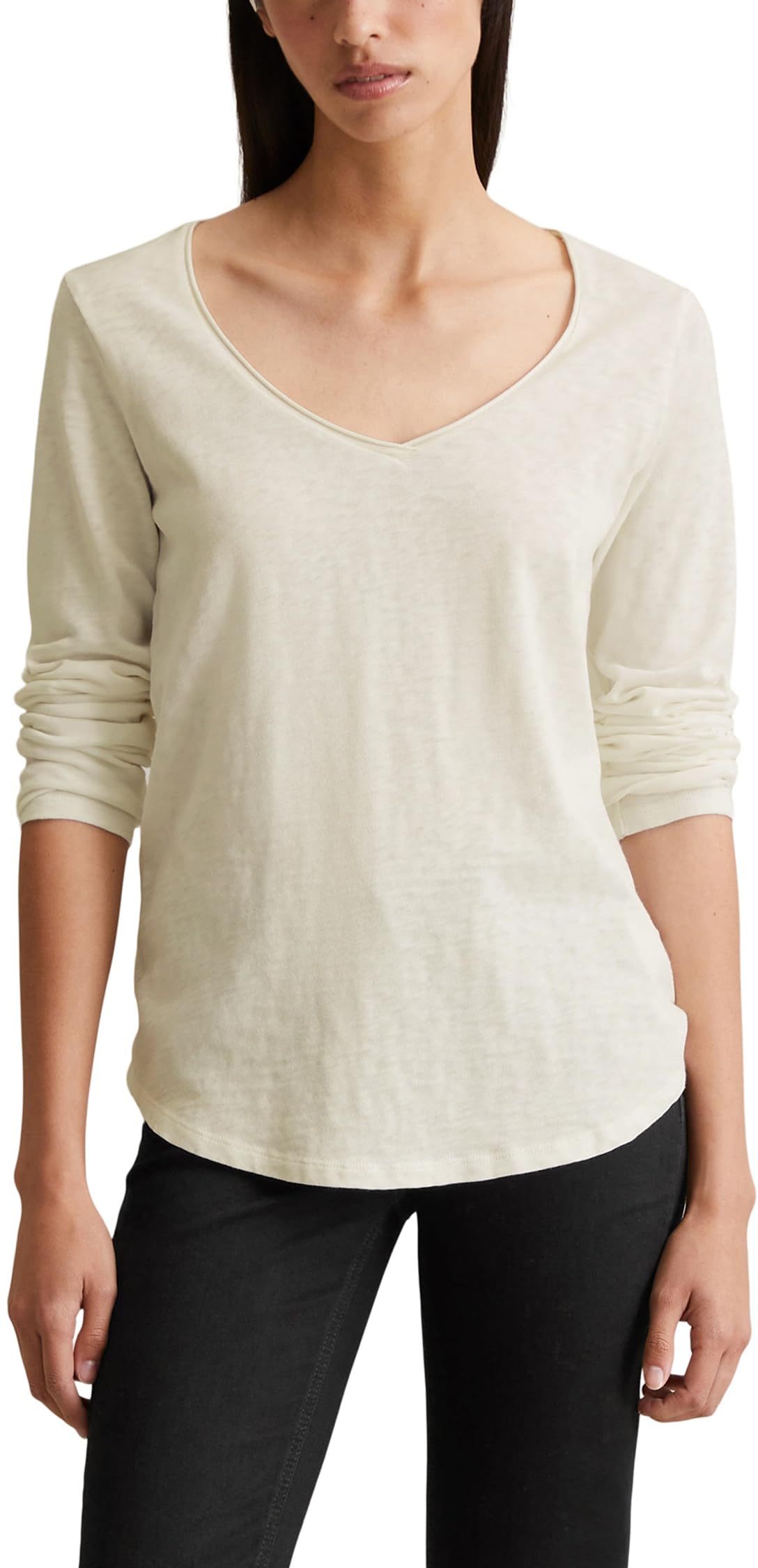 Marc OPolo Denim Women's Long-Sleeved T-Shirt in Organic Cotton with V Neck