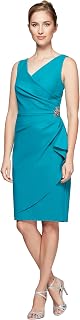 Alex Evenings Slimming Short Ruched Cocktail Dress with Ruffle (Petite And Regular Sizes) Women's Dress (Pack of 1)