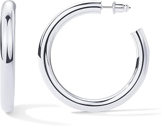 PAVOI 14K Gold Lightweight Chunky Open Hoop | Golden Hoop Earrings for Women, Metal