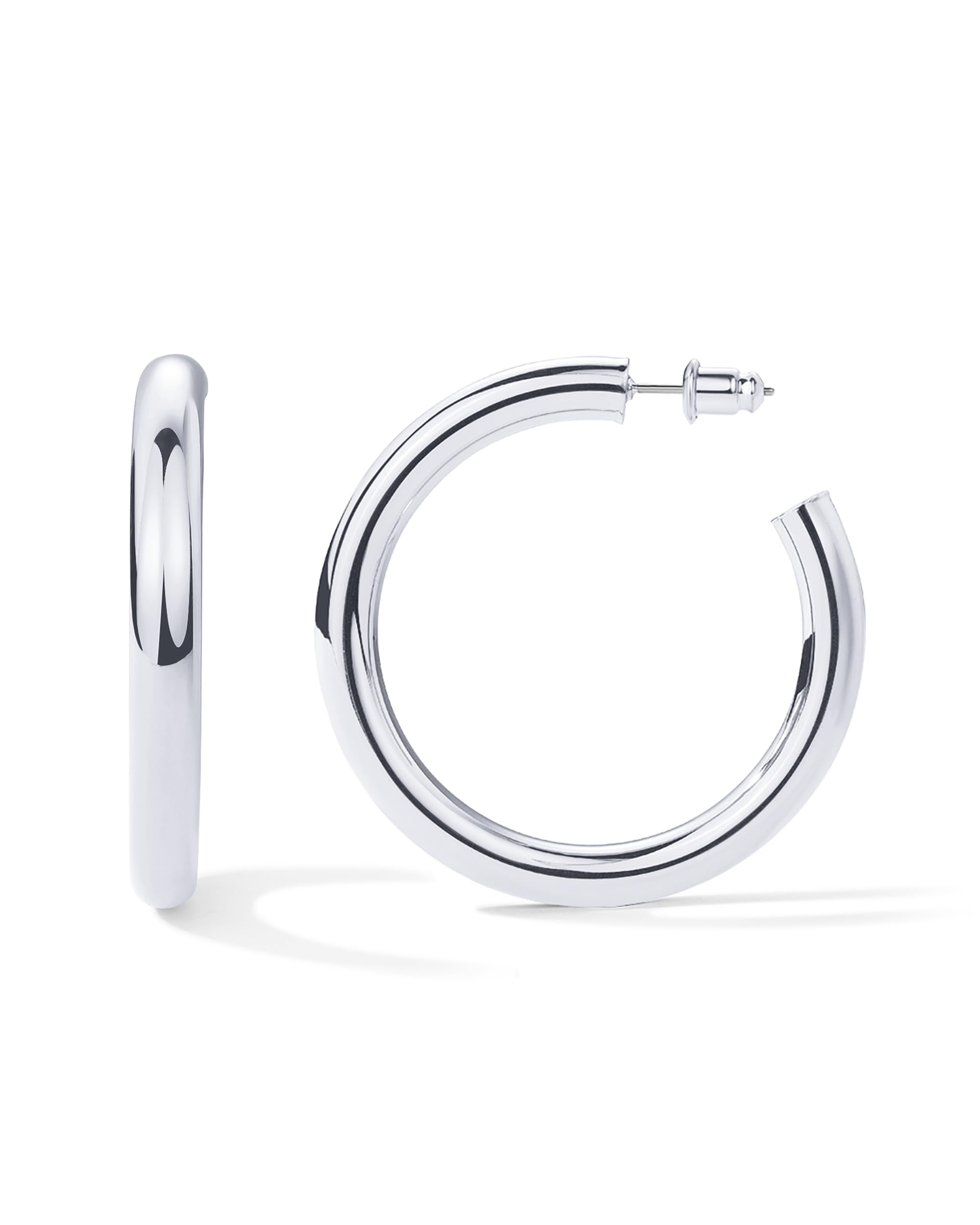 PAVOI 14K Gold Lightweight Chunky Open Hoop | Golden Hoop Earrings for Women, Me