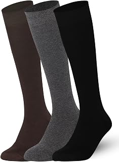 Mysocks Knee High Socks for Women and Men 3 Pairs Pack Casual Plain Multi Colour Long Socks