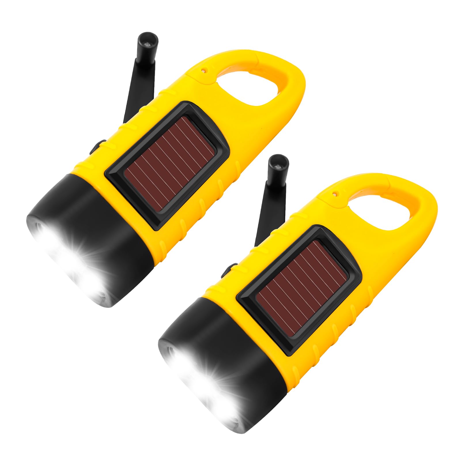 BINGKELE 2 Pack Wind Up Torch, LED Torch, Hand Crank Torc h, Solar Powered Torc 