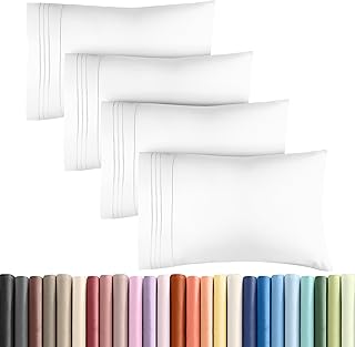 Queen Pillow Cases Set of 4 - Ultra Soft Cozy Pillowcase Covers - White