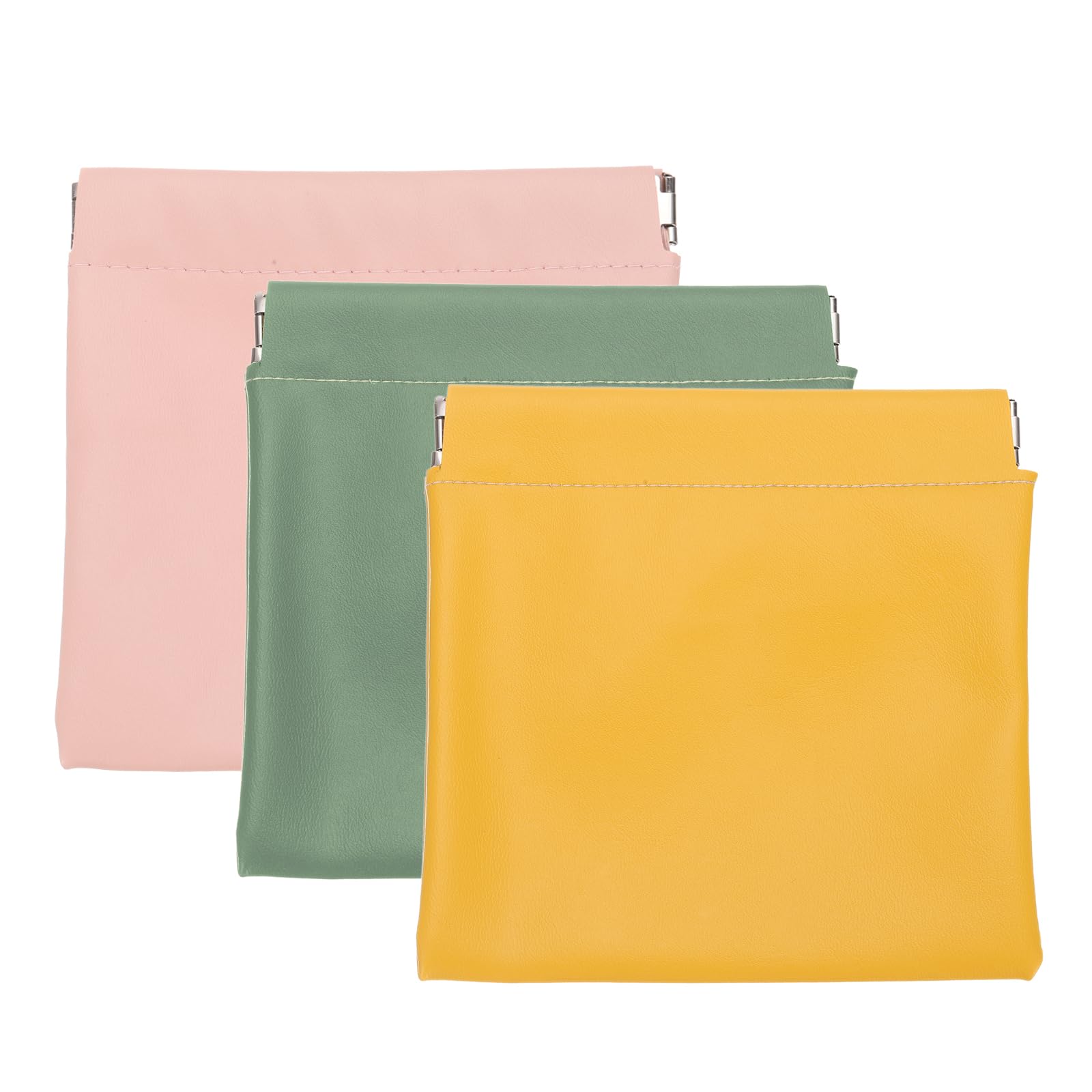 Pocket Cosmetic Bags, 3pcs 5x5 Inch Waterproof Mini PU Leather Makeup Bag Coin P