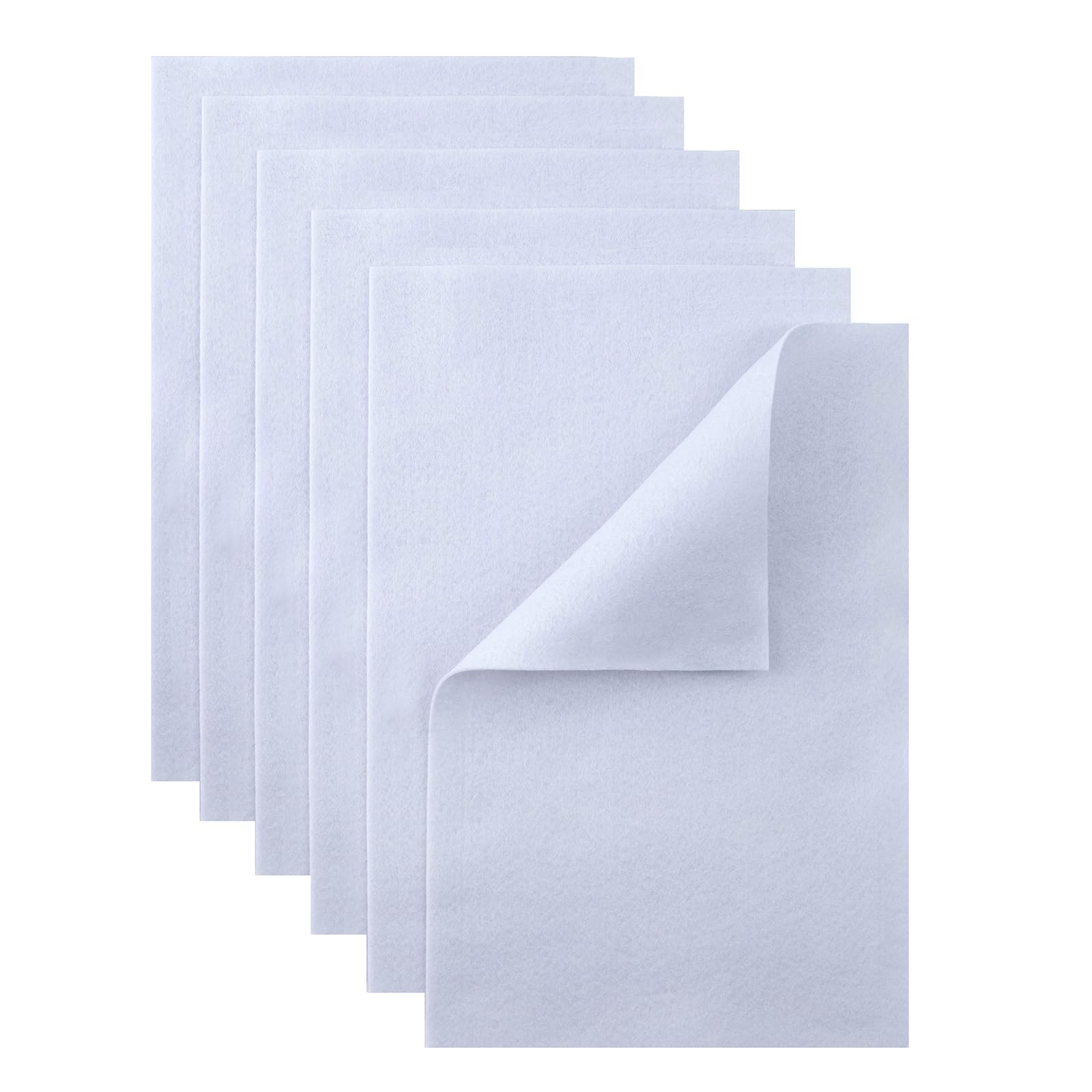 HaoFeiJH White Felt Sheets - 6PCS Soft Felt Squares (8x12 A4), 1.5mm Thick, Idea