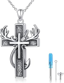 DAOCHONG Cross Urn Necklace Cremation Memorial Jewelry for Men Women