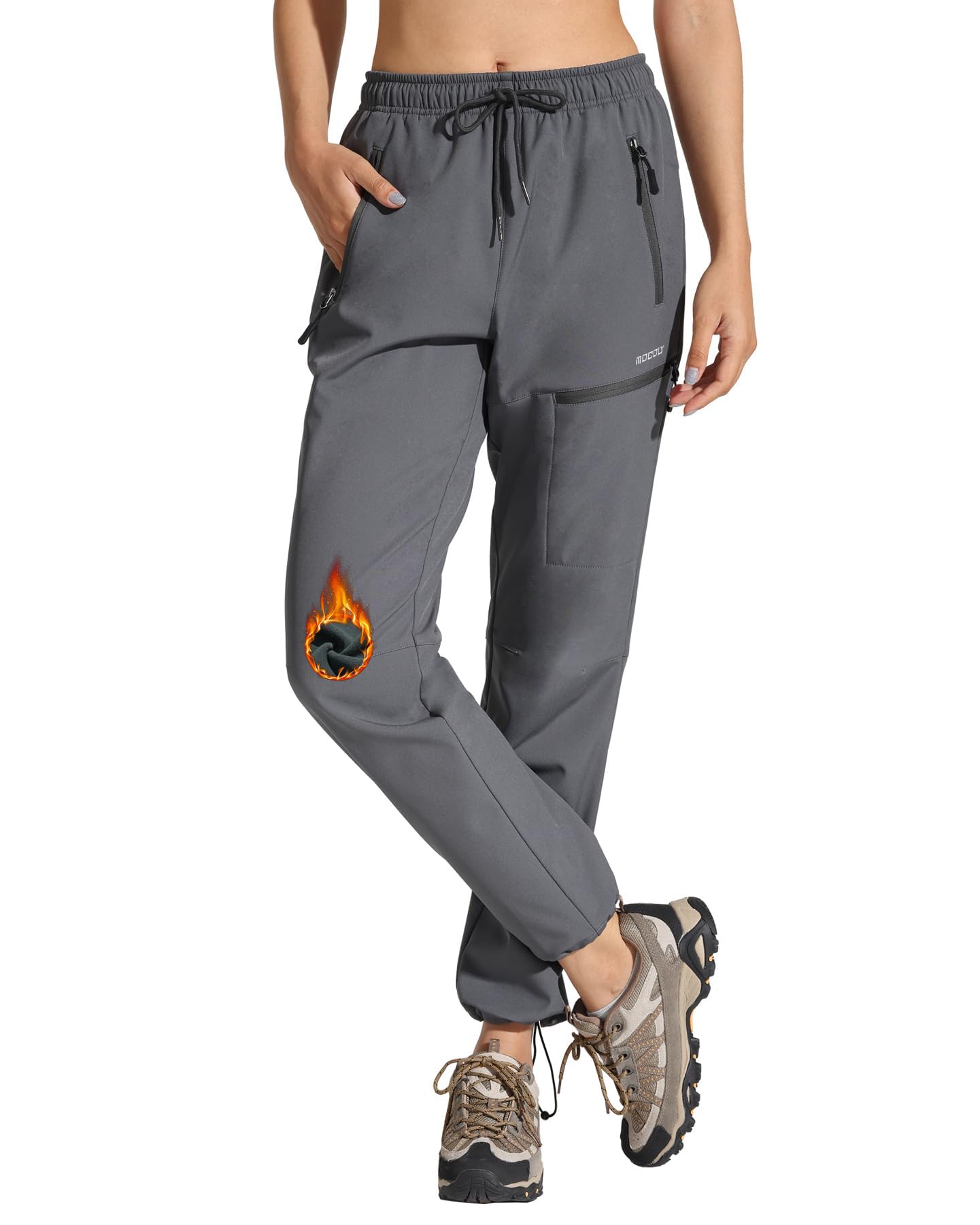 MOCOLY Damen Trekkinghose Thermo Skihose Winter Fleece Gefütterte Softshell Wand