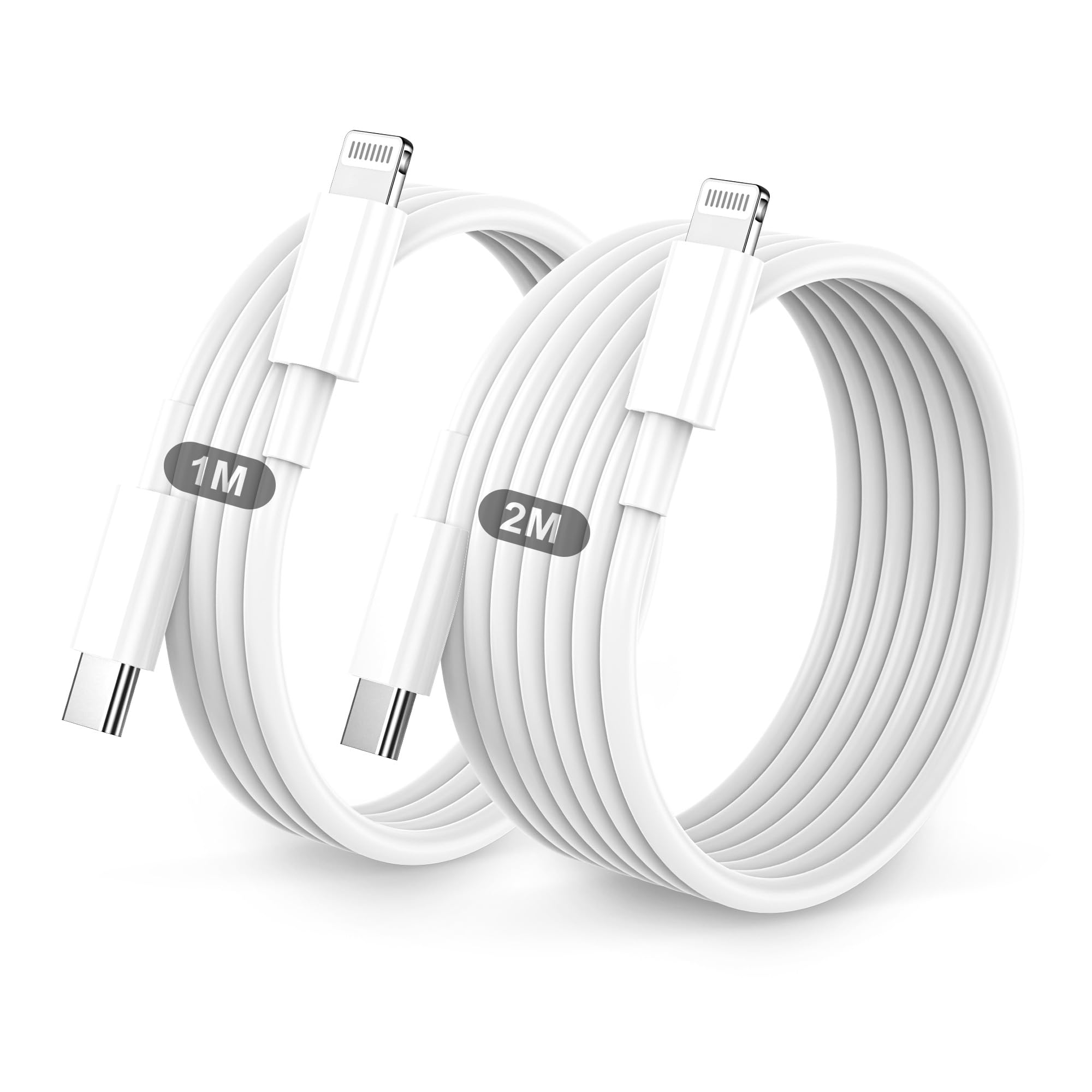 BSTOEM USB C Lightning Cable for iPhone, Quick Charging Cable, 2 Pieces 1 m + 2 