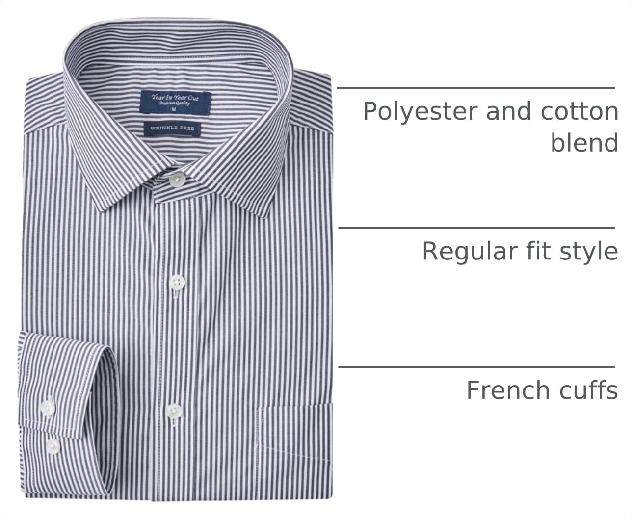 Year In Year Out Wrinkle Free Dress Shirt for Men Regular Fit Long Sleeve Wrinkl