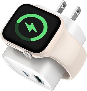TESSAN Charging Blocks for Apple Watch Charger, USB C Charger Block 3-in-1 | PD20W USB C Fast Charging Dual Ports for iPhone 17/16/15, AirPods, iWatch, Travel Essentials, Drom Office Accessories, White