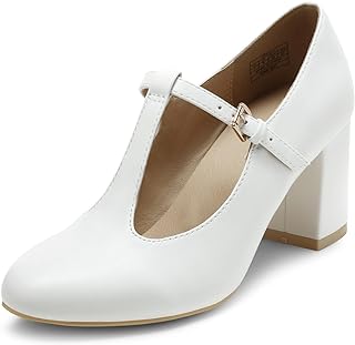 DREAM PAIRS Mary Jane Women's Versatile Elegant T-Strap Heeled Pumps