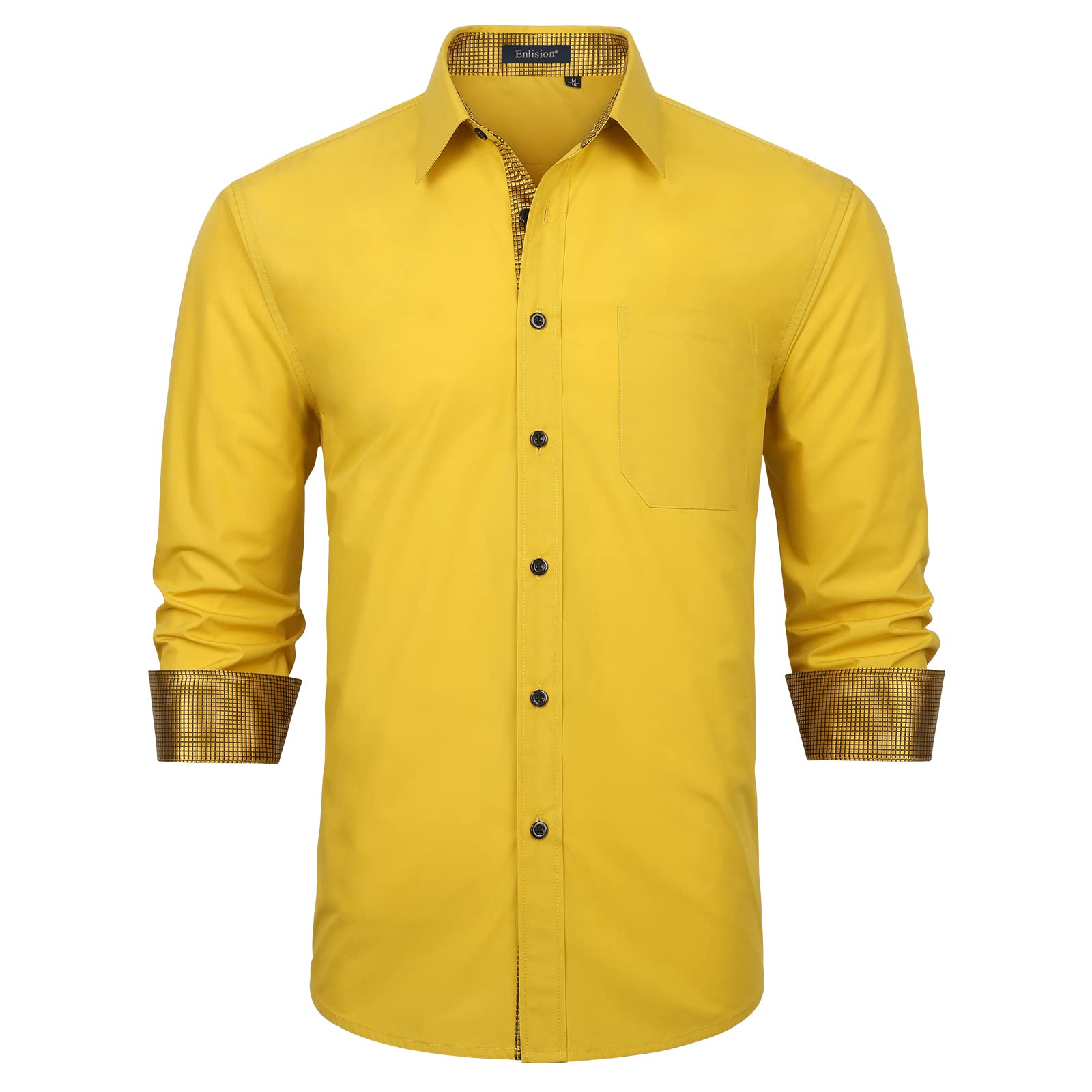 Enlision Men's Long-Sleeved Business Shirt, Regular Fit, Casual Shirt, Modern, W