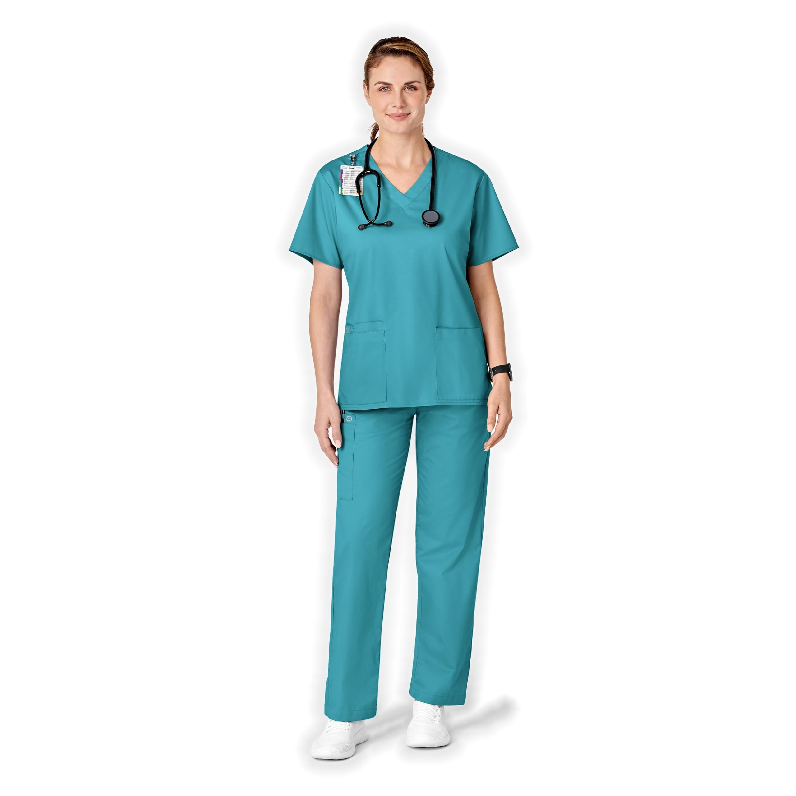 Wink Scrubs for Women, Boundless, Classic Wide Leg Cargo Pants with Full Drawstr