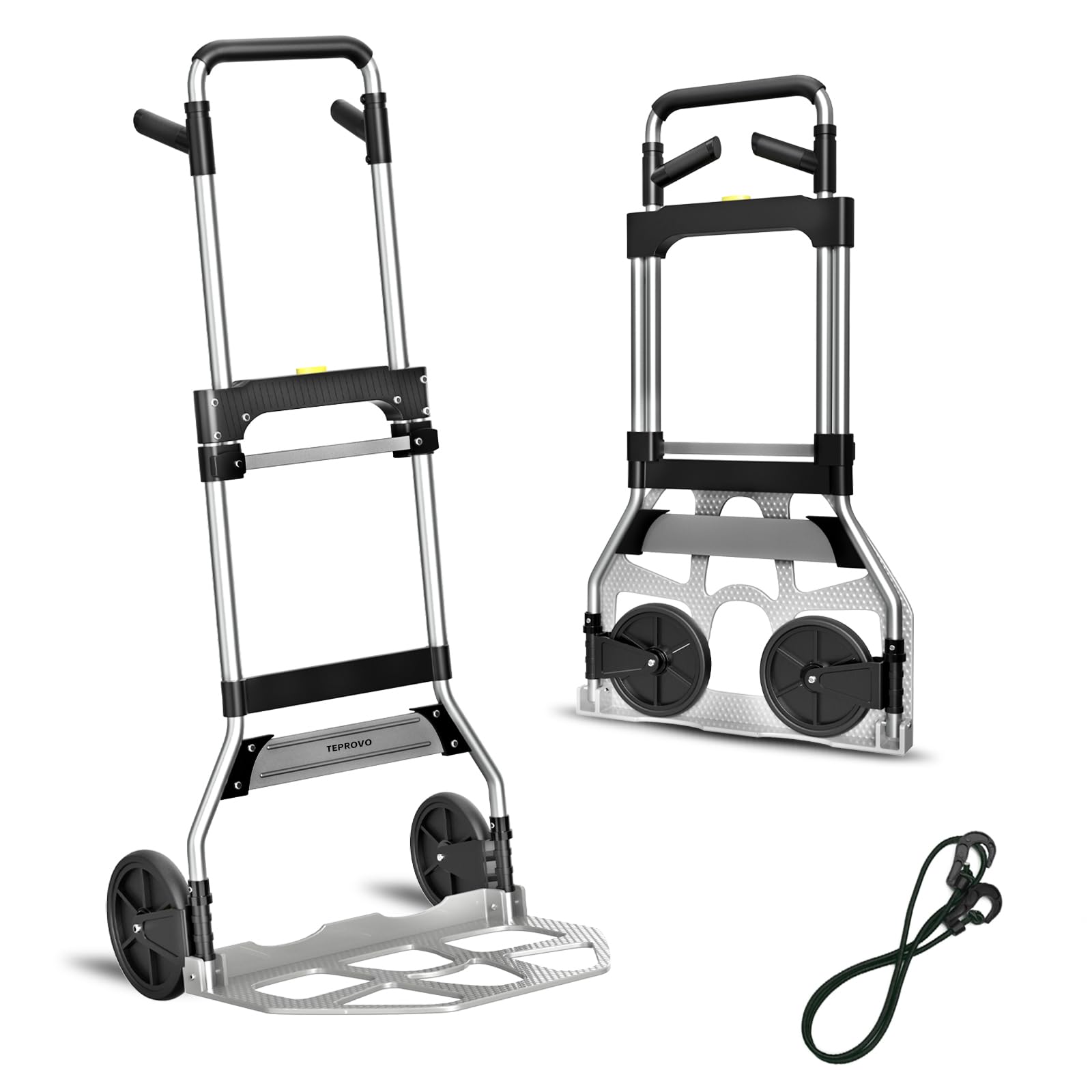 Teprovo Folding Hand Truck Dolly Cart,340LB Capacity Portable Aluminum Dolly Car