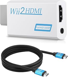 Zacro Wii to HDMI Converter 1080P, Wii HDMI Adapter with 1.5M HDMI Cable | Wii Adapter to HDMI with Audio Jack for Full HD Device, Compatible with Wii/Wii U/HDTV/Monitor Supports All Wii Display Modes