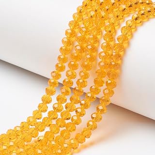 85pcs Faceted Glass Rondelle Beads for Jewelry Making 6x5mm Orange Electroplated Briolette Spacer Beads for DIY Crafts, Wind Chimes