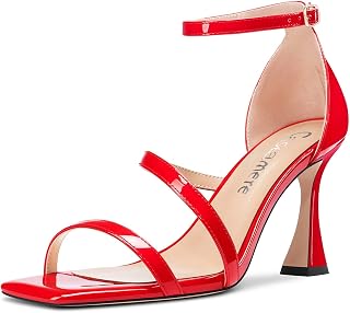 Castamere Women's High Heel Open Toe Cap Sandals Ankle Strap Wedding Prom Dress 8.5 cm Heels