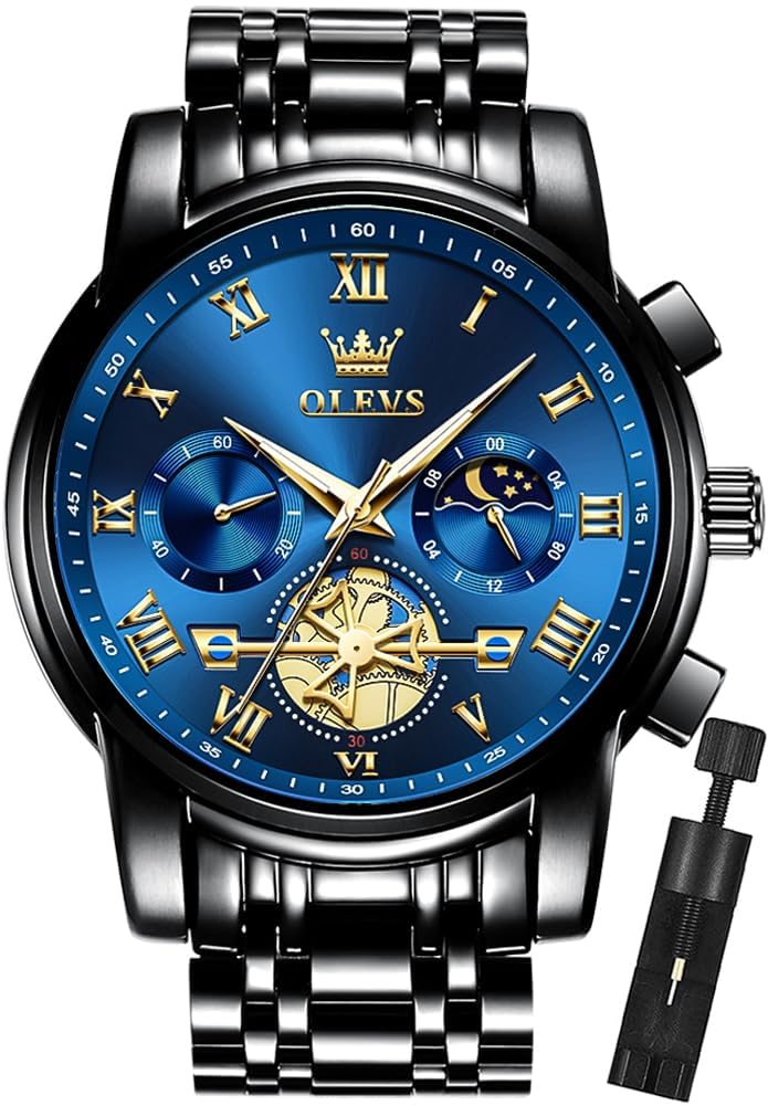 OLEVS Gelatu Men's Automatic Watch - 164ft Waterproof Mechanical Skeleton Watch 