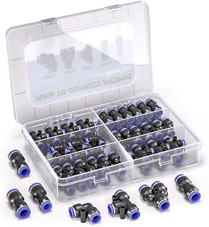 Bwintech 46 Pcs 6mm Pneumatic Quick Push in Connect Air Tube Fitting Kit,(6mm Straight/Elbow/Tee/Splitter Connector and 4-6,4-8,6-8mm Reducing Connector)