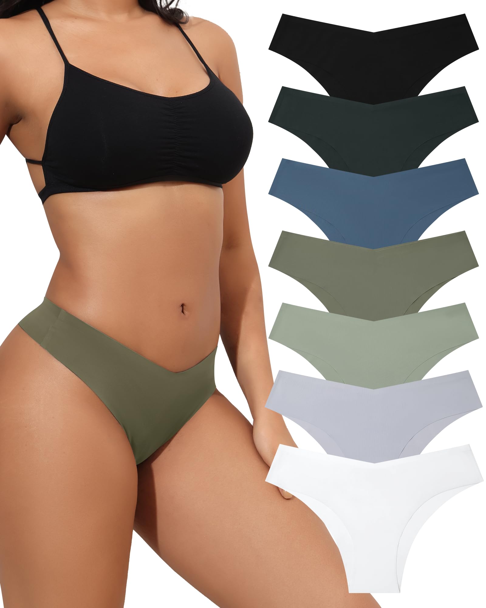 LEVAO Seamless Underwear for Women No Show Cheeky Bikini Panties Stretch V Cut P