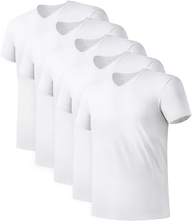 DAVID ARCHY Men's Bamboo Rayon Moisture-Wicking V-Neck Undershirt 3 or 5 Pack