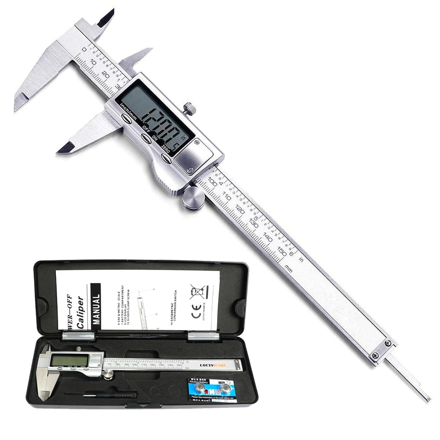 Digital Caliper Measuring Tool, Stainless Steel Vernier Caliper Digital Micromet