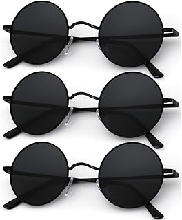 KALIYADI Round Polarized Sunglasses for Men Women Halloween Costume Retro Metal Hippie Circle Style Sun Glasses UV Protection