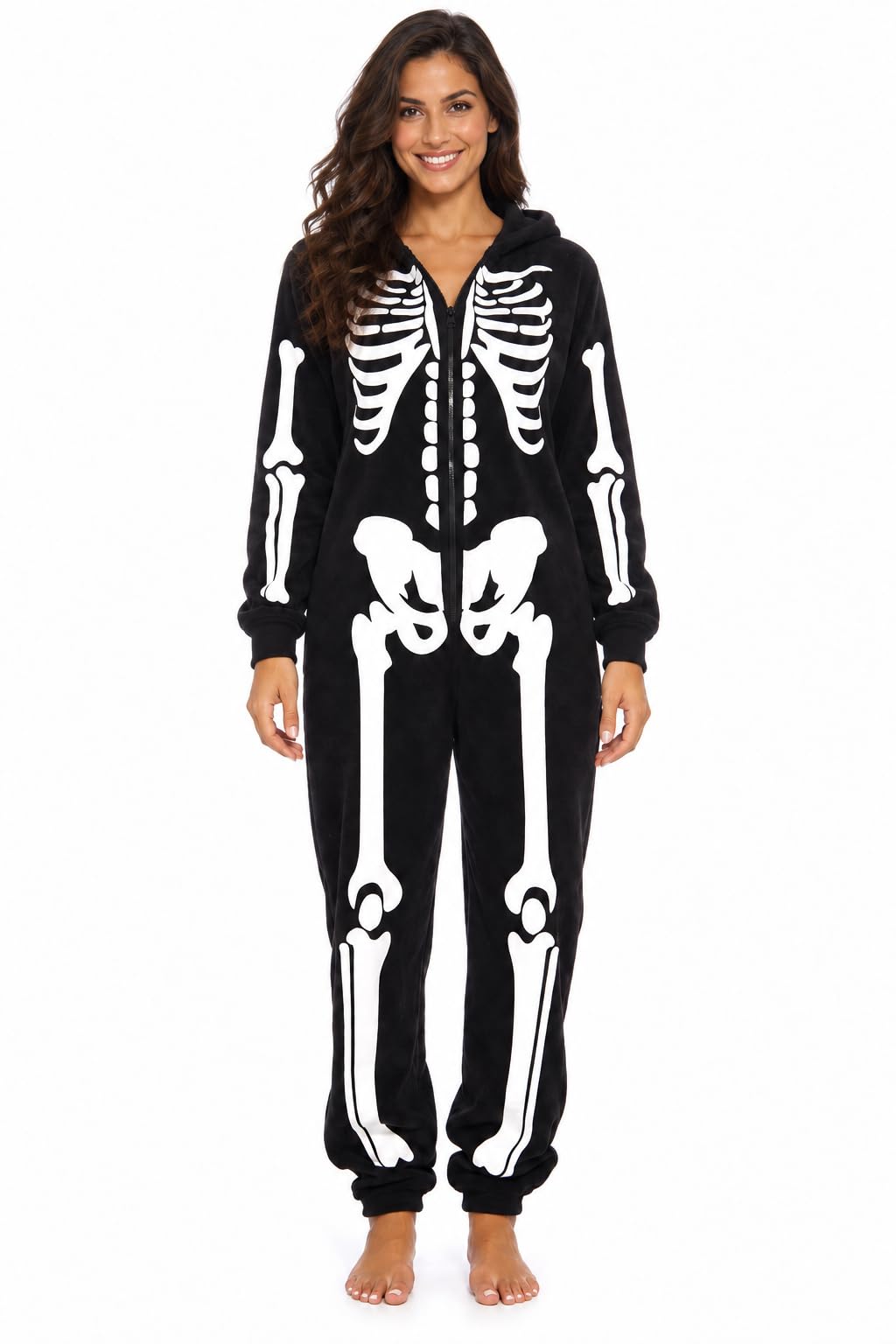 Just Love Women's Adult Onesie Skeleton Halloween Costume with Hood | Soft micro