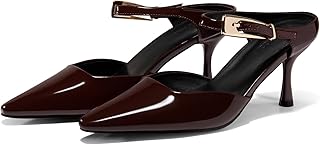 Coutgo Mules da donna a punta con tacco a gattino, Marrone, 8