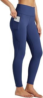 Willit - Mallas de yoga con forro polar para mujer, con bolsillos, color azul marino, M
