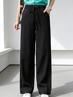 silk wide leg pants for women solid wide leg pants for women loose straight casual pants drawstring pants