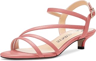 Castamere Women's Open Toe Cap Low Kitten Heel Ankle Strap Sandals Buckle Dress Office Shoes Casual Shoes 3.5 cm Heels