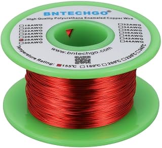 BNTECHGO 28 AWG Magnet Wire 4 oz Red Enameled Copper Wire 0.0122"(0.31mm) | 28 Gauge Enameled Copper Coil Wire Widely Used For Transformers, Inductors, Speakers, Electromagnets, Educational Experiments